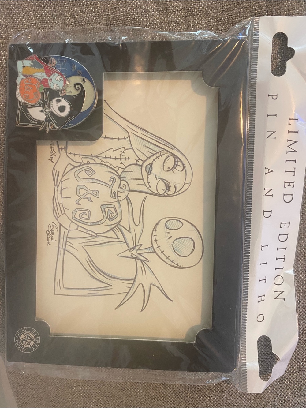 Disney The Nightmare Before Christmas Black Sketch Frame with Pin